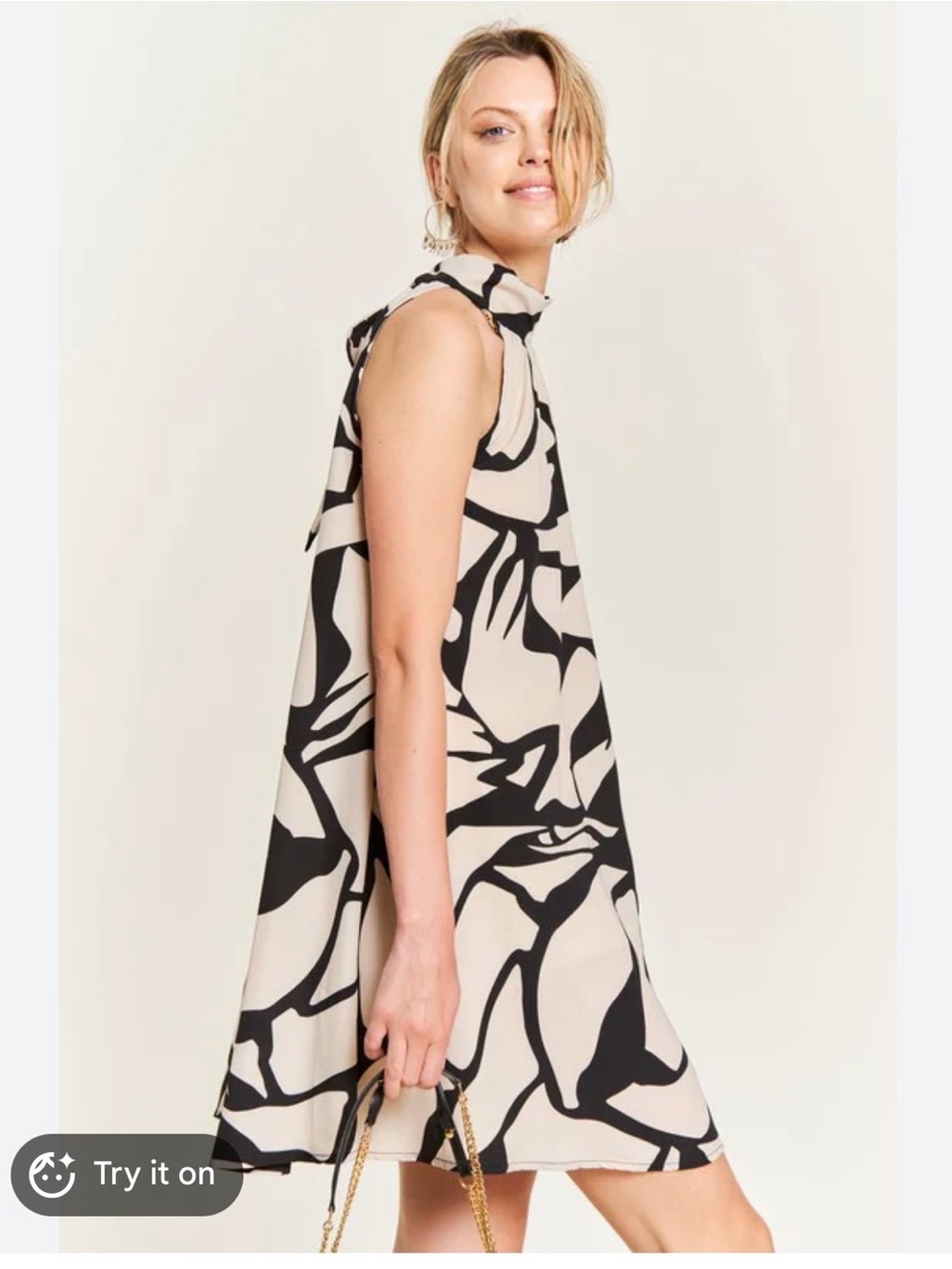 NWT Jade by Jane brand dress. , size XLBeige & Black Abstract Halter Sundress